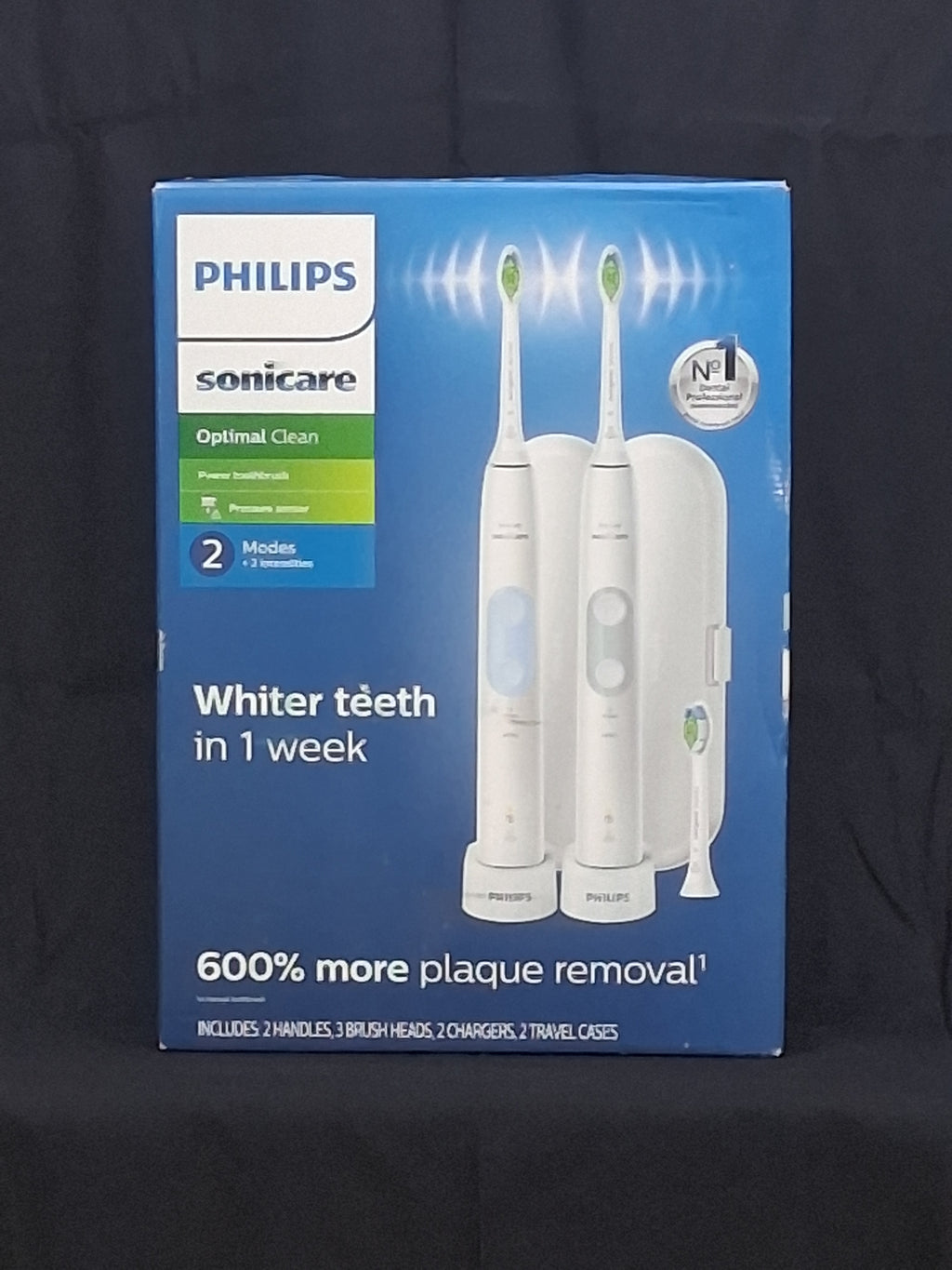 2-Pack Philips Sonicare Optimal Clean 4-Setting Electric Toothbrushes — Brush Heads Sold Separately