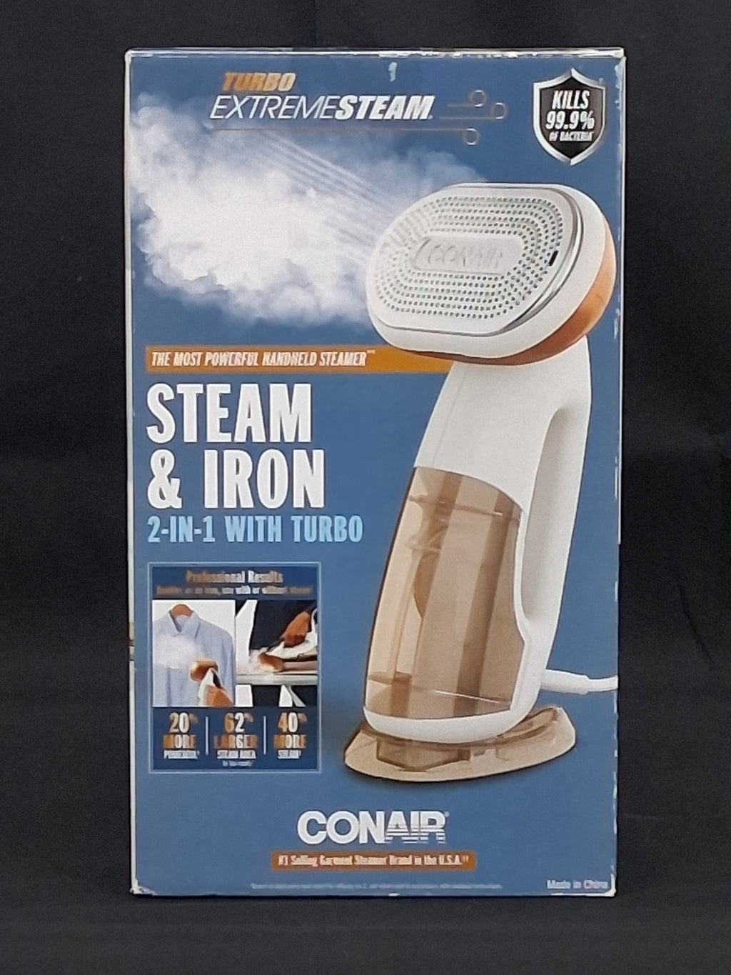 Conair Turbo Extreme Steam 2-in-1 Handheld Steamer & Iron — Turbo Boost, No Ironing Board Needed