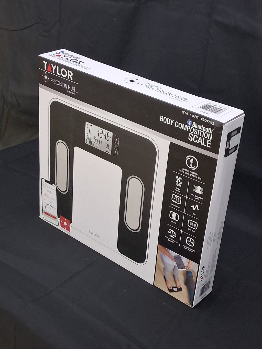 Taylor Precision Hub Smart Body Composition Scale — App-Connected BMI, Body Fat & Muscle Tracker