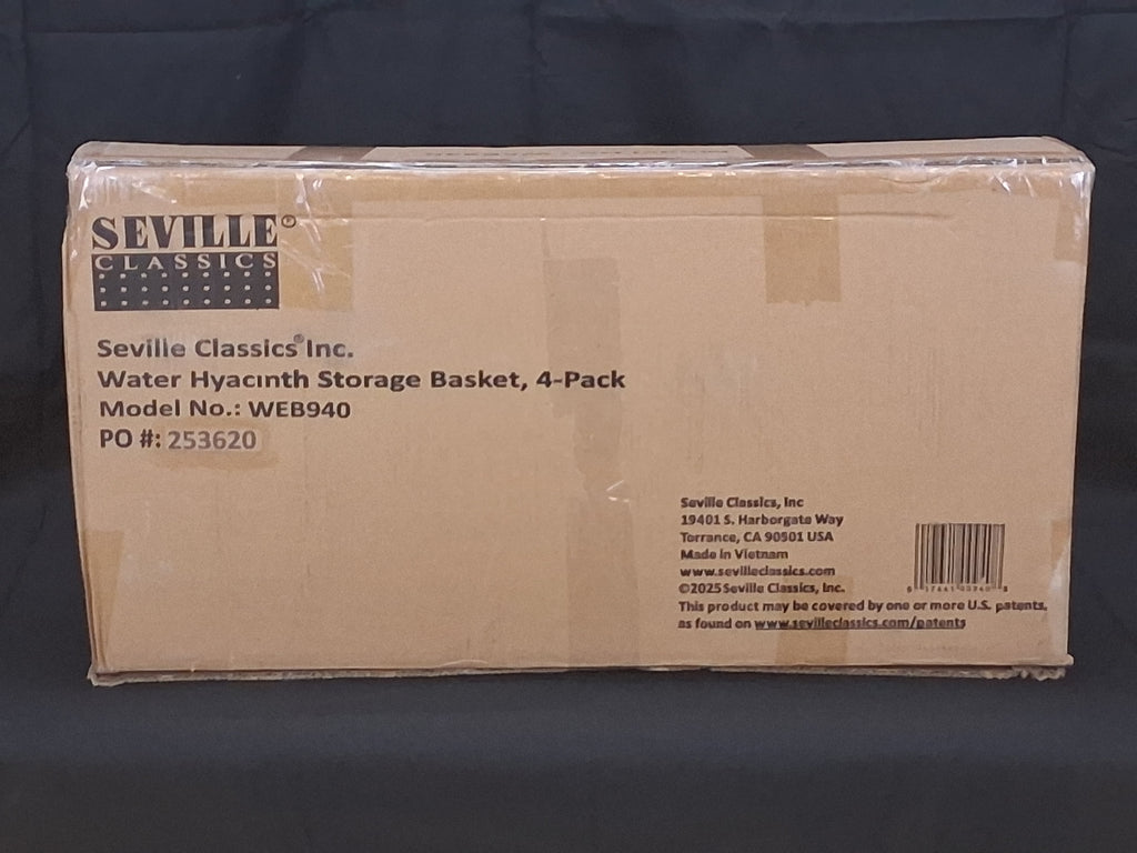 Seville Classics Water Hyacinth Storage Basket Set of 4 — Natural Woven Organizer