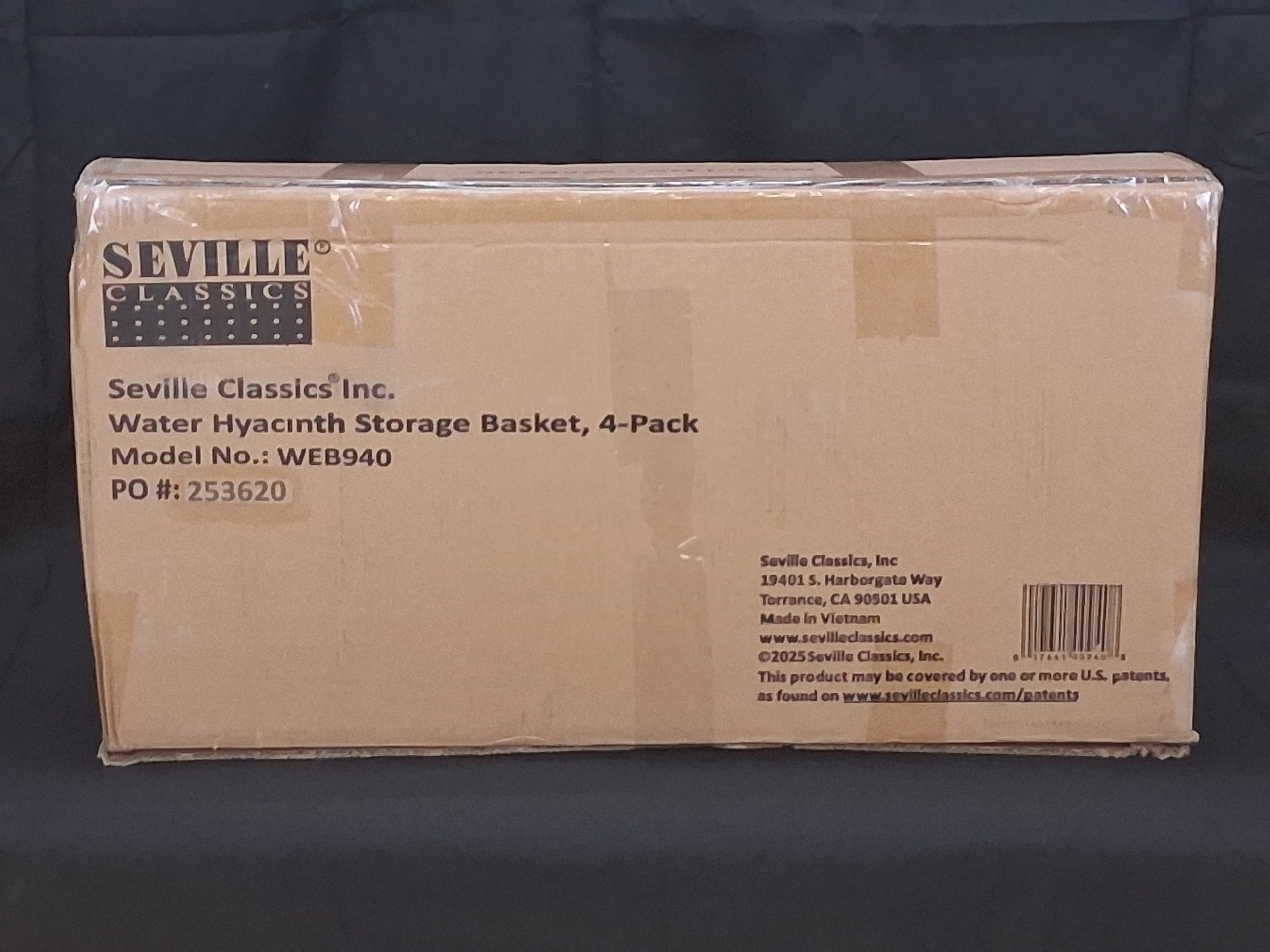 Seville Classics Water Hyacinth Storage Basket Set of 4 — Natural Woven Organizer