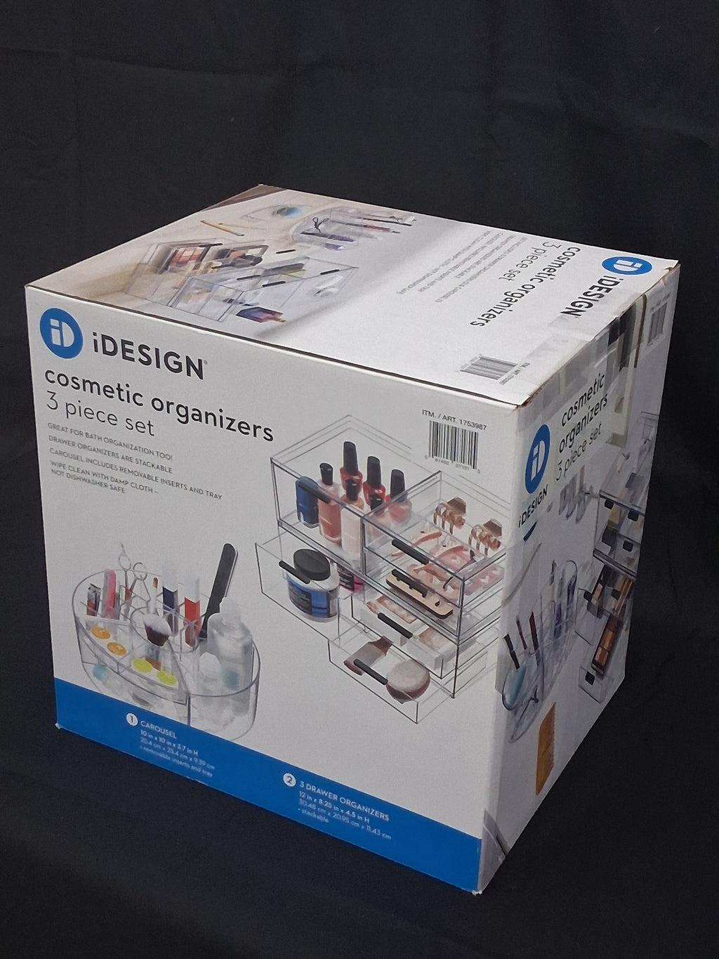 iDesign Cosmetic Organizer Set of 3 — Clear Makeup Storage & Vanity Organization
