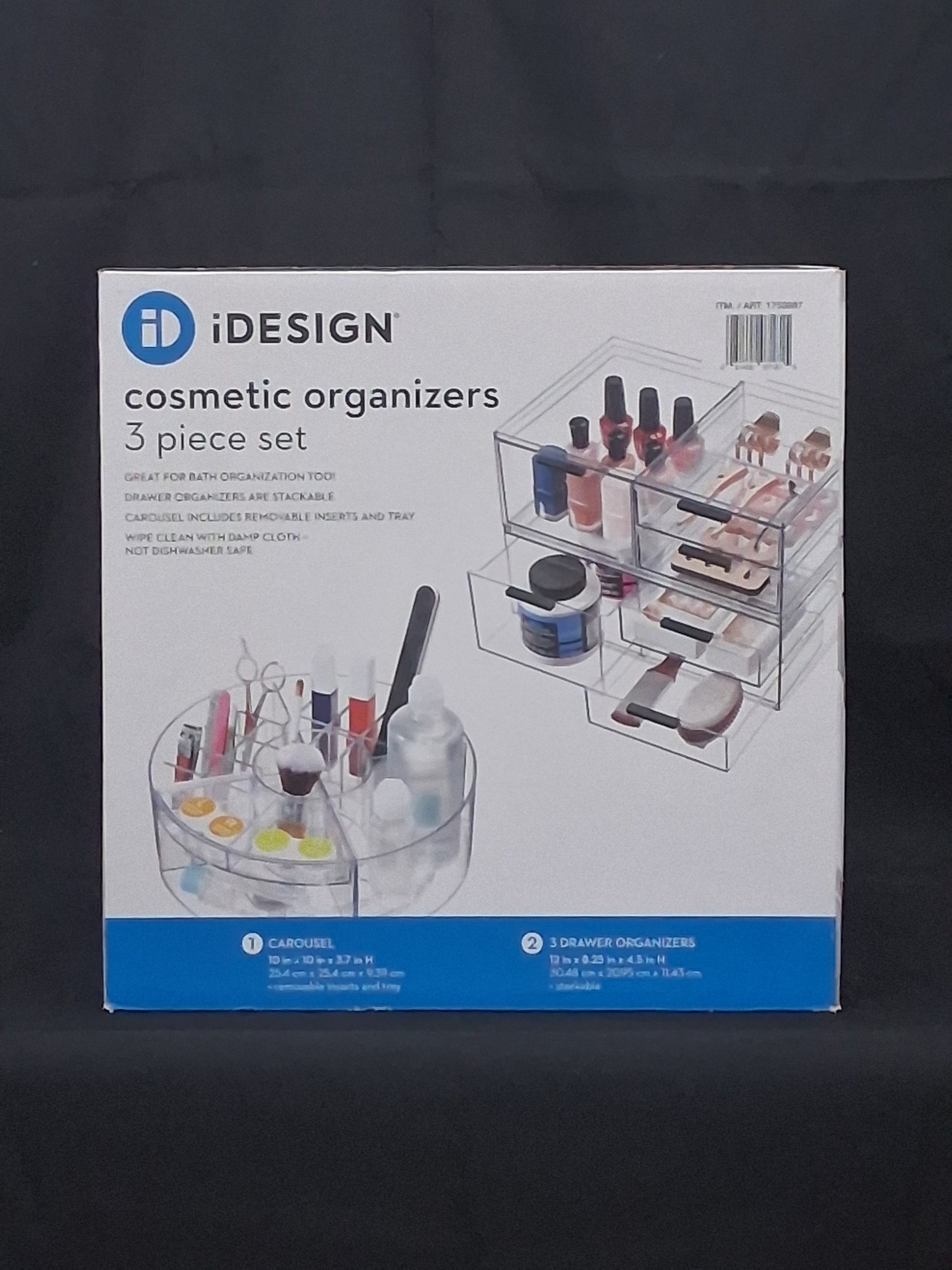 iDesign Cosmetic Organizer Set of 3 — Clear Makeup Storage & Vanity Organization