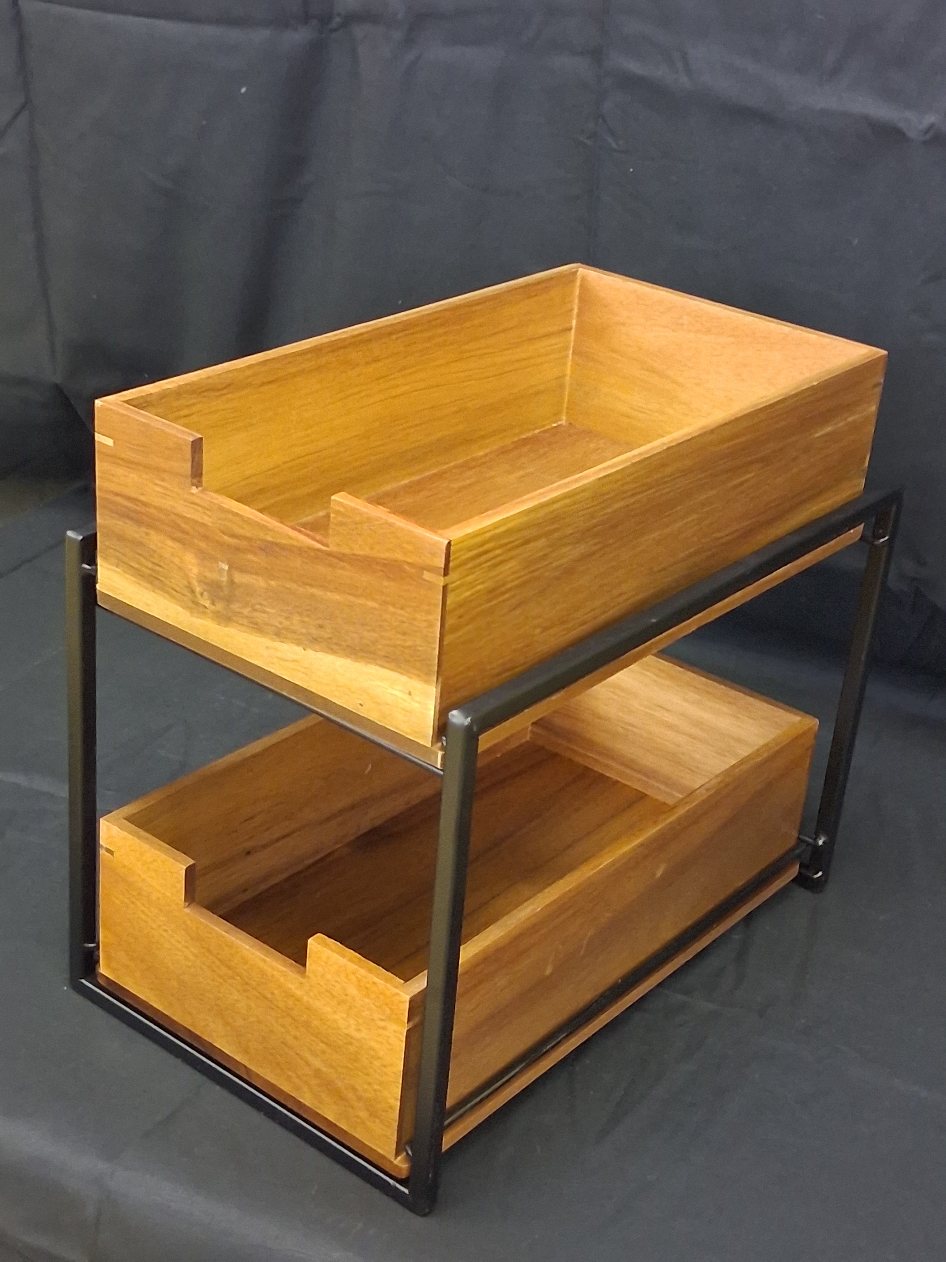 Seville Classics 2-Tier Sliding Acacia Wood Bin Organizer