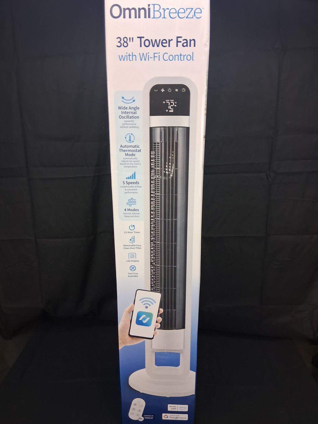 OmniBreeze 38" Smart Tower Fan with WiFi App Control