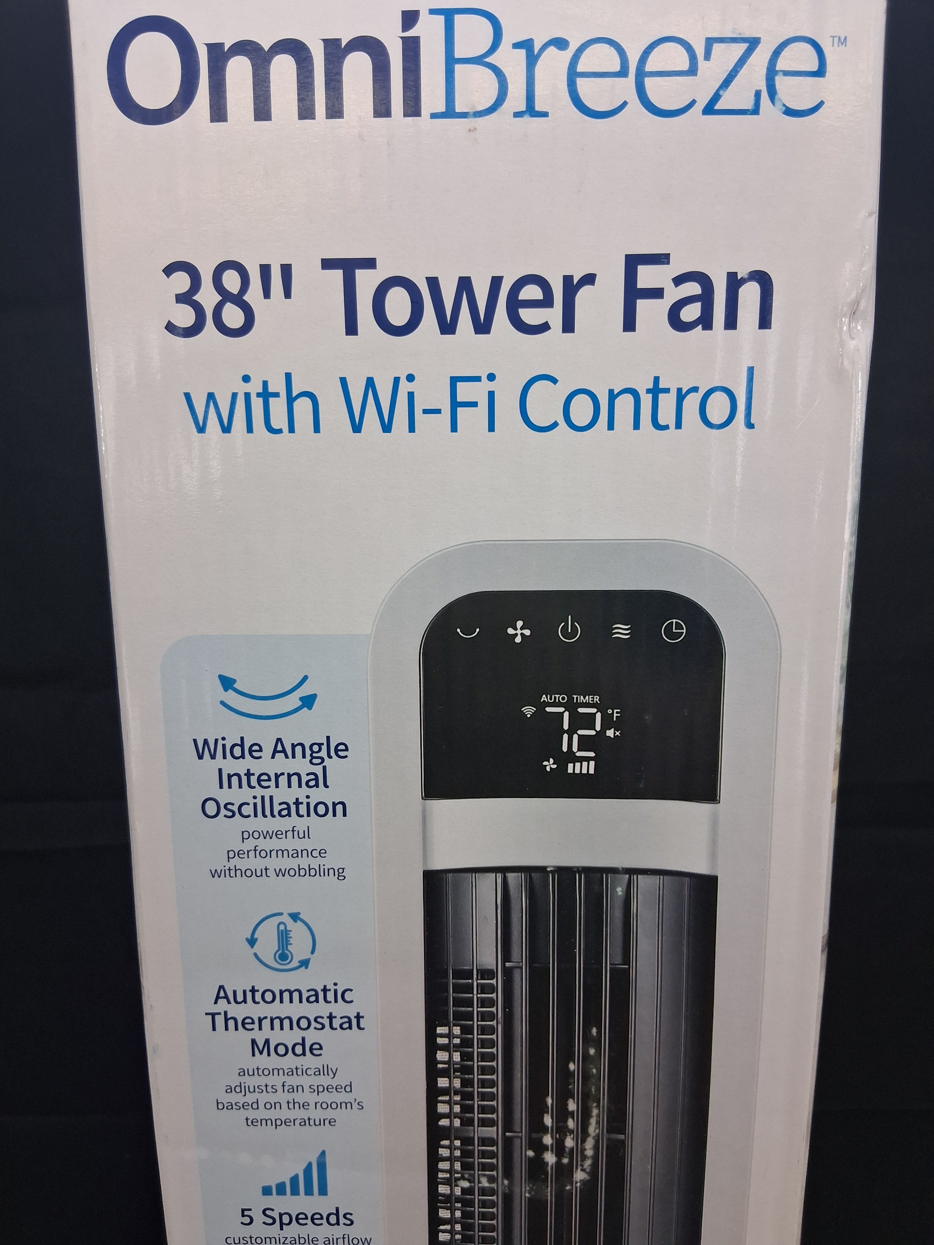 OmniBreeze 38" Smart Tower Fan with WiFi App Control