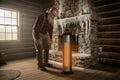 Lasko ceramic tower heater with packaging on a black background