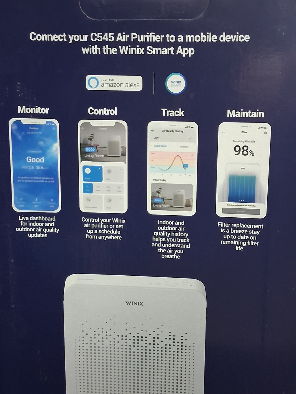 Winix C545 4-Stage True HEPA Air Purifier with WiFi & Alexa — 360 sq ft Coverage