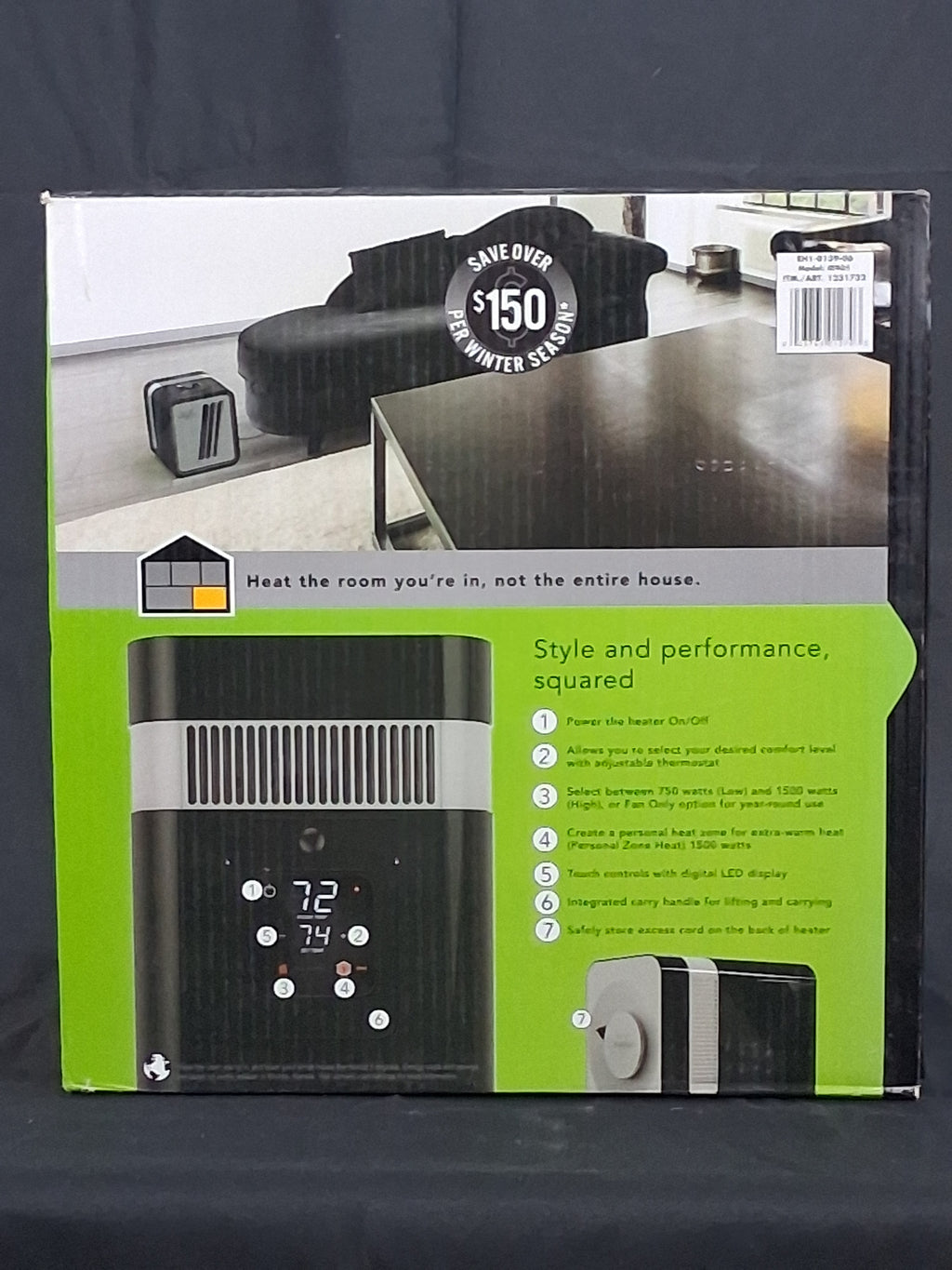 Vornado IR405 Dual Zone Infrared Space Heater — 2 Independent Heat Zones
