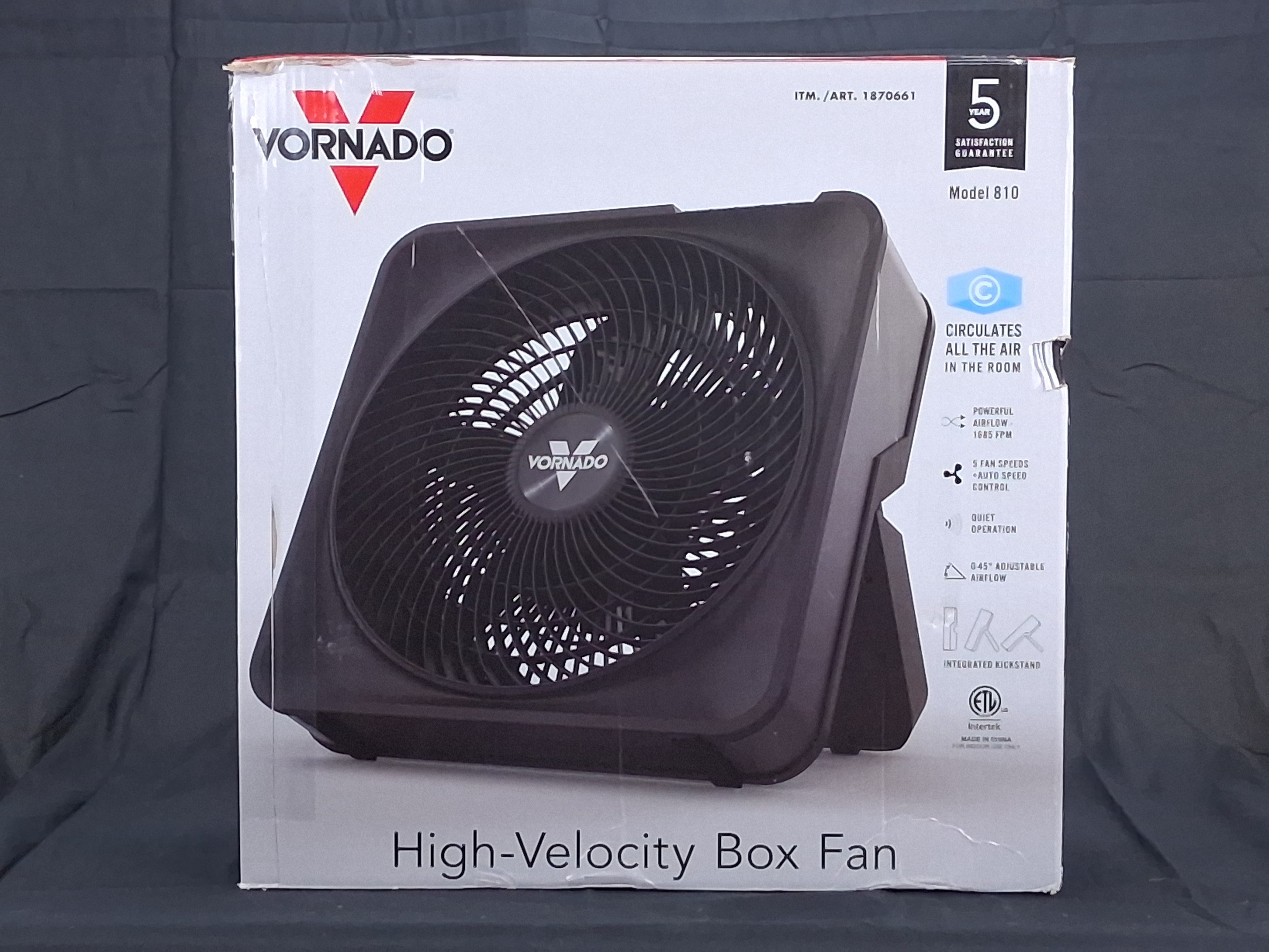 Vornado 810 Large Whole Room Air Circulator Fan — Powerful 3-Speed Box Fan