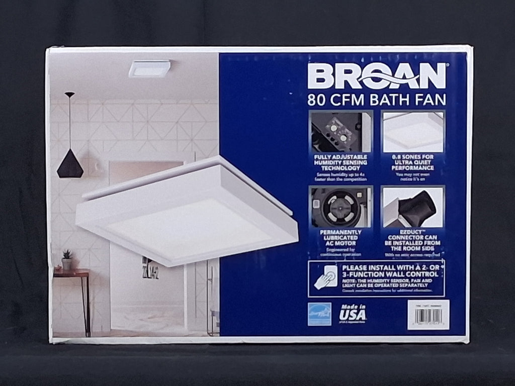 Broan-NuTone 80 CFM Bathroom Exhaust Fan with Integrated LED Light & Night Light — Ceiling Mount