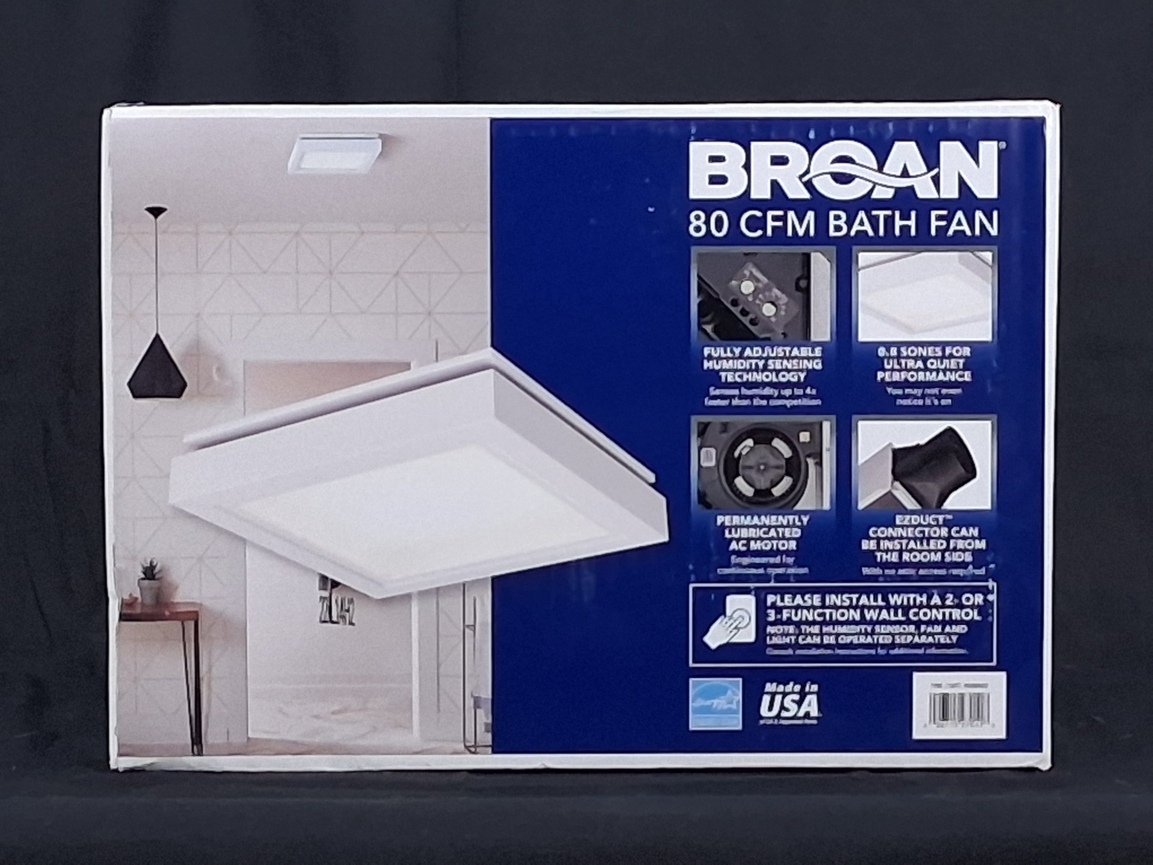 Broan-NuTone 80 CFM Bathroom Exhaust Fan with Integrated LED Light & Night Light — Ceiling Mount