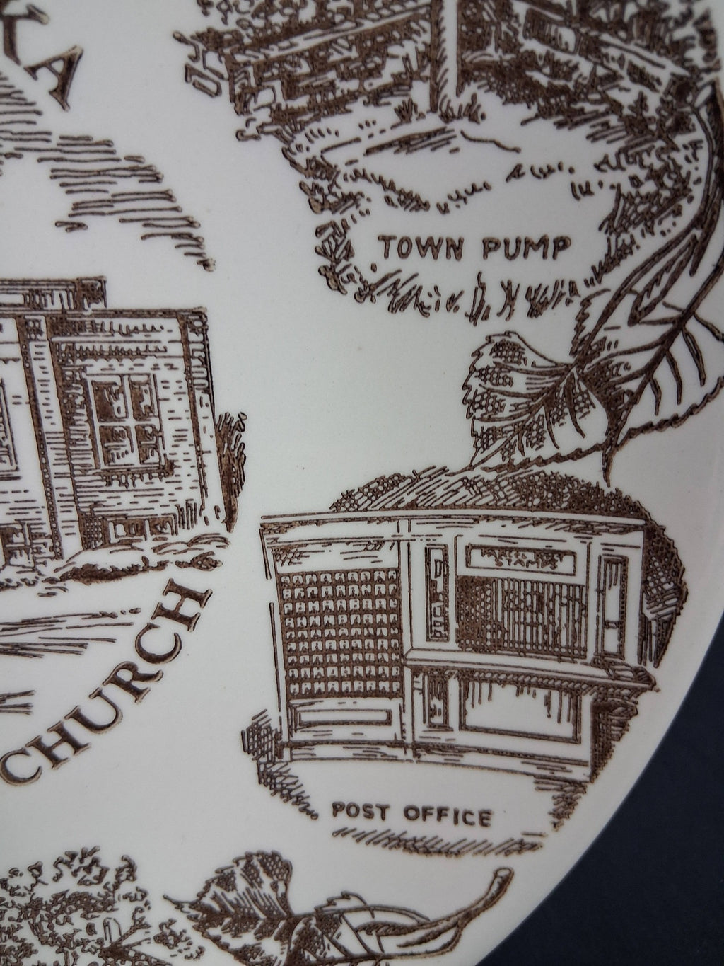 Endicott Nebraska United Methodist Church Vintage Souvenir Plate – Brown Transferware (c. 1960s)