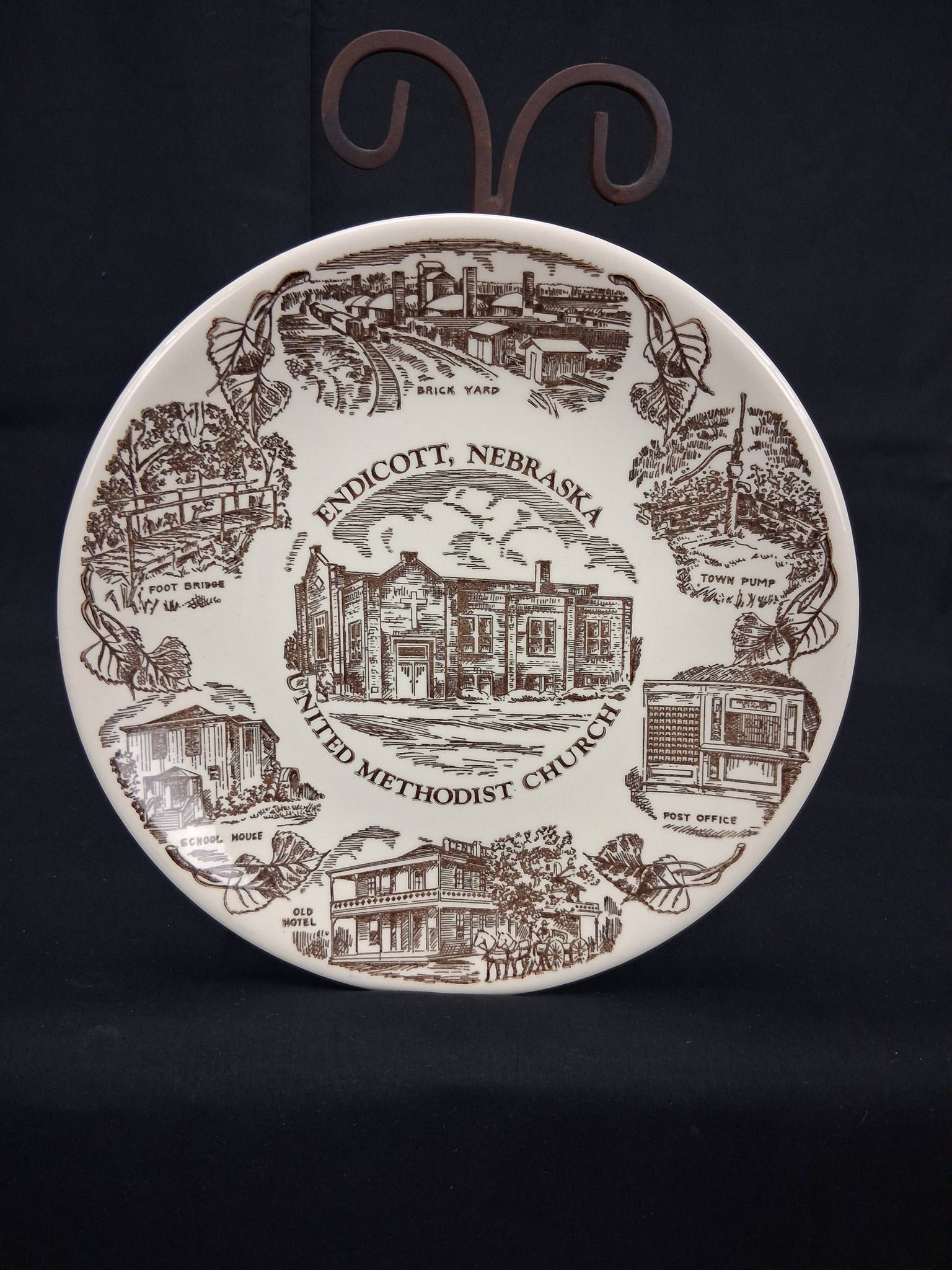 Endicott Nebraska Commemorative Plate – Kettlesprings Kilns (c. 1960s–1970s)