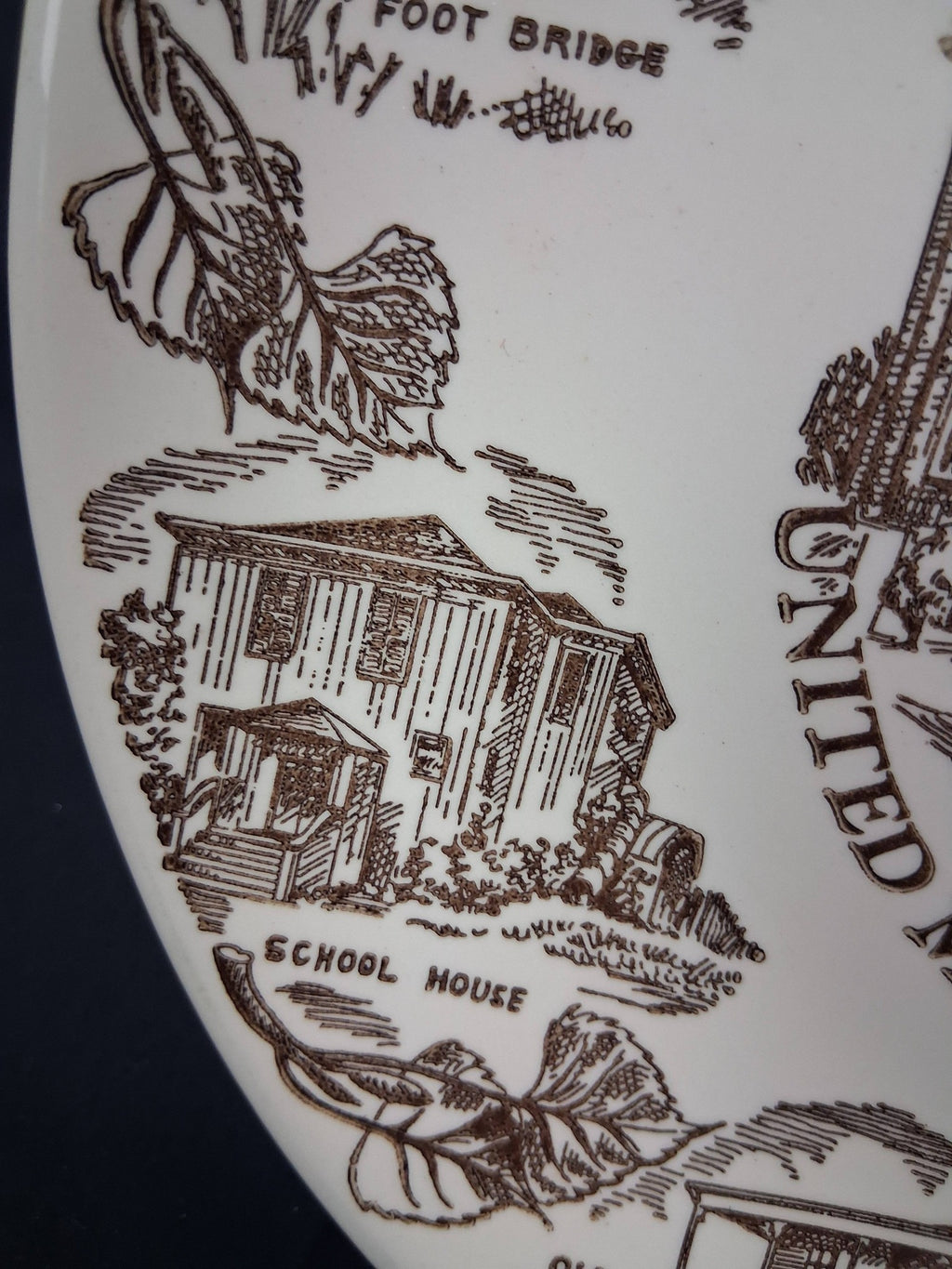 Endicott Nebraska United Methodist Church Vintage Souvenir Plate – Brown Transferware (c. 1960s)