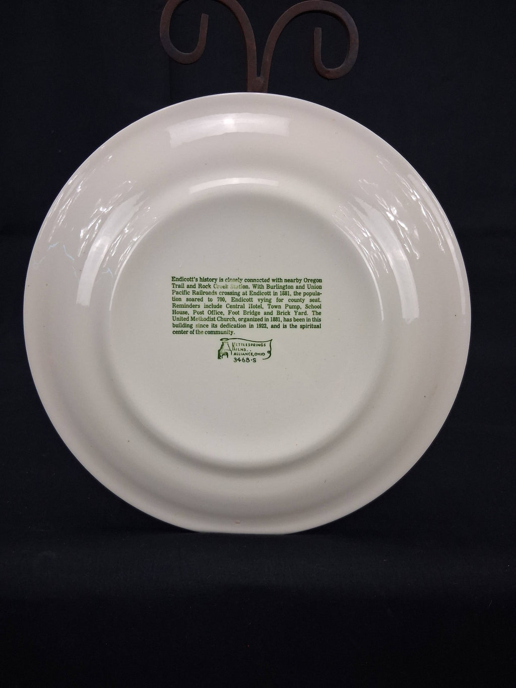 Endicott Nebraska Commemorative Plate – Kettlesprings Kilns (c. 1960s–1970s)