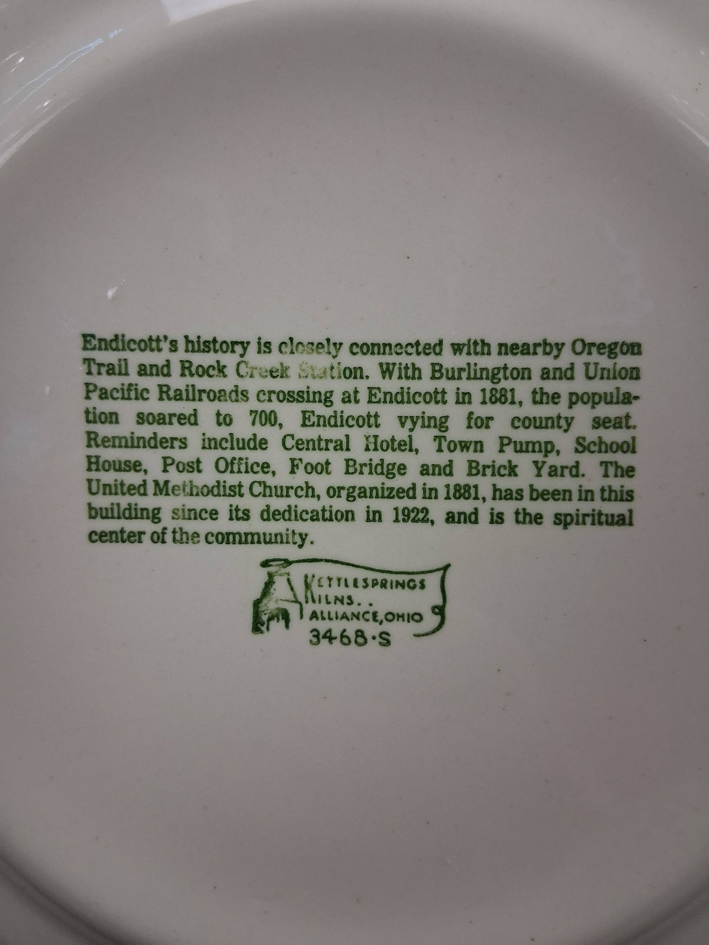 Endicott Nebraska United Methodist Church Vintage Souvenir Plate – Brown Transferware (c. 1960s)