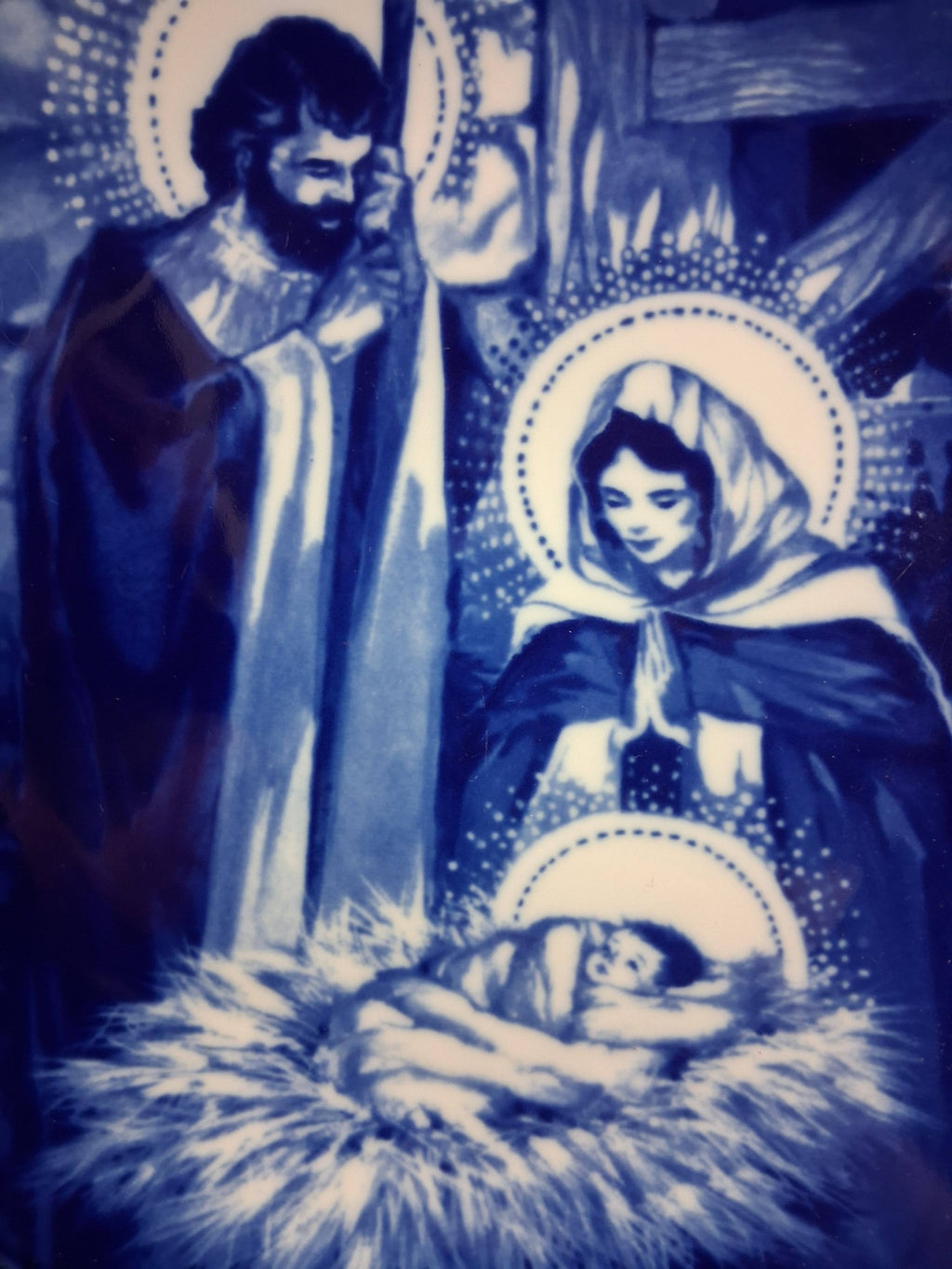 Avon “The Holy Family” Christmas Collector’s Plate – Blue & White Porcelain (1991)