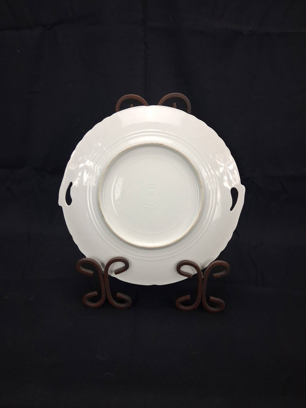 Antique German Porcelain Cake Plate – Pink Poppies (c. 1900–1920s)