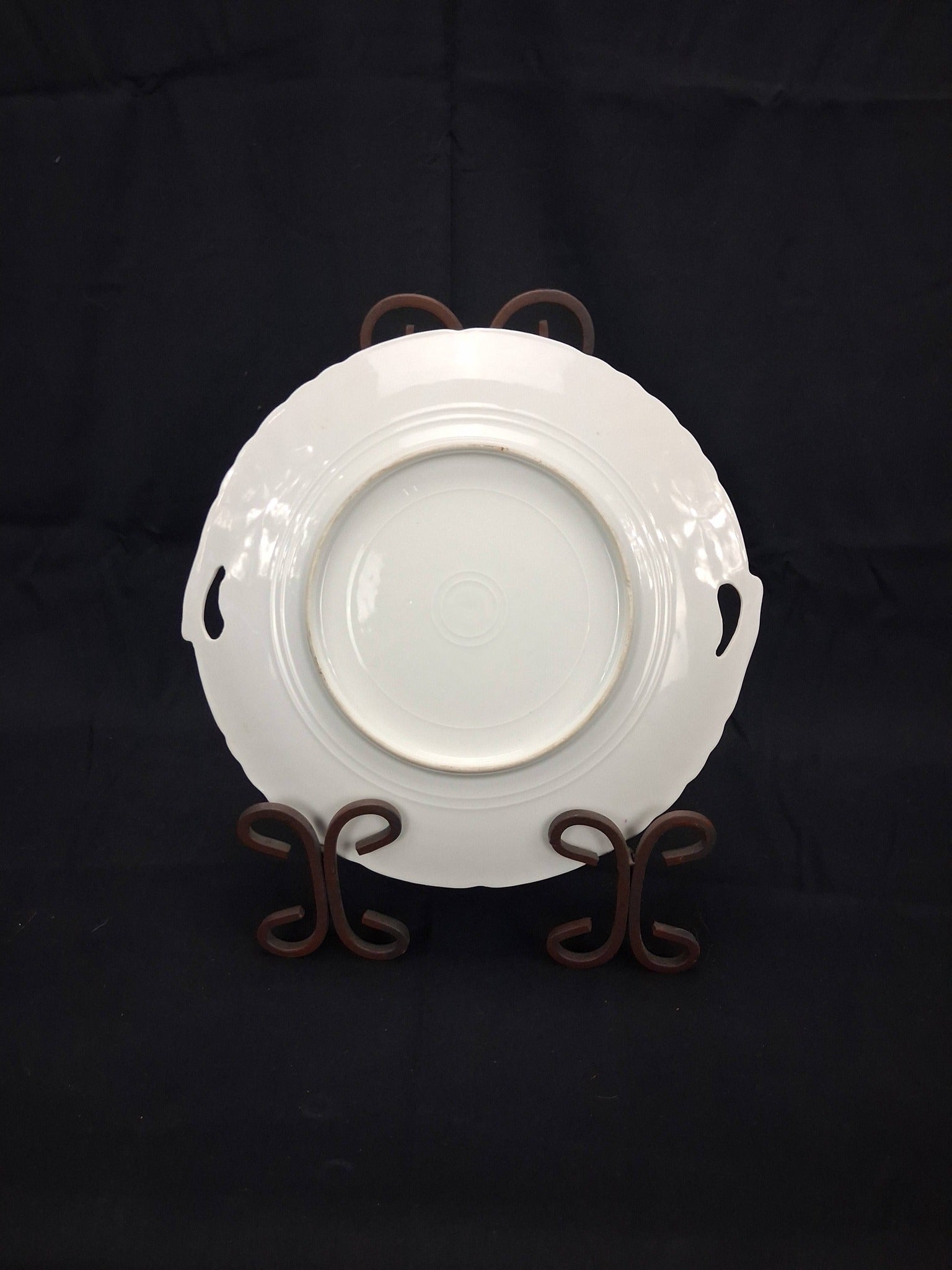 Antique German Porcelain Cake Plate – Pink Poppies (c. 1900–1920s)
