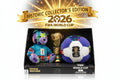 FIFA World Cup plush toy set with teddy bear, trophy, and soccer ball in packaging.