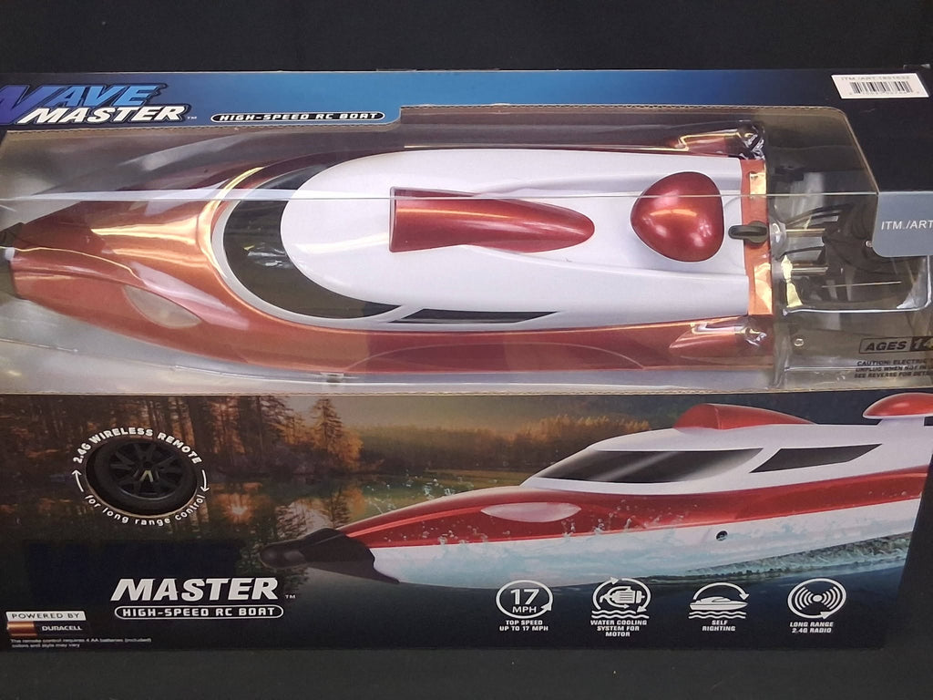 Wave Master High‑Speed RC Boat 17MPH 2.4G Self‑Righting Water‑Cooled Open Box