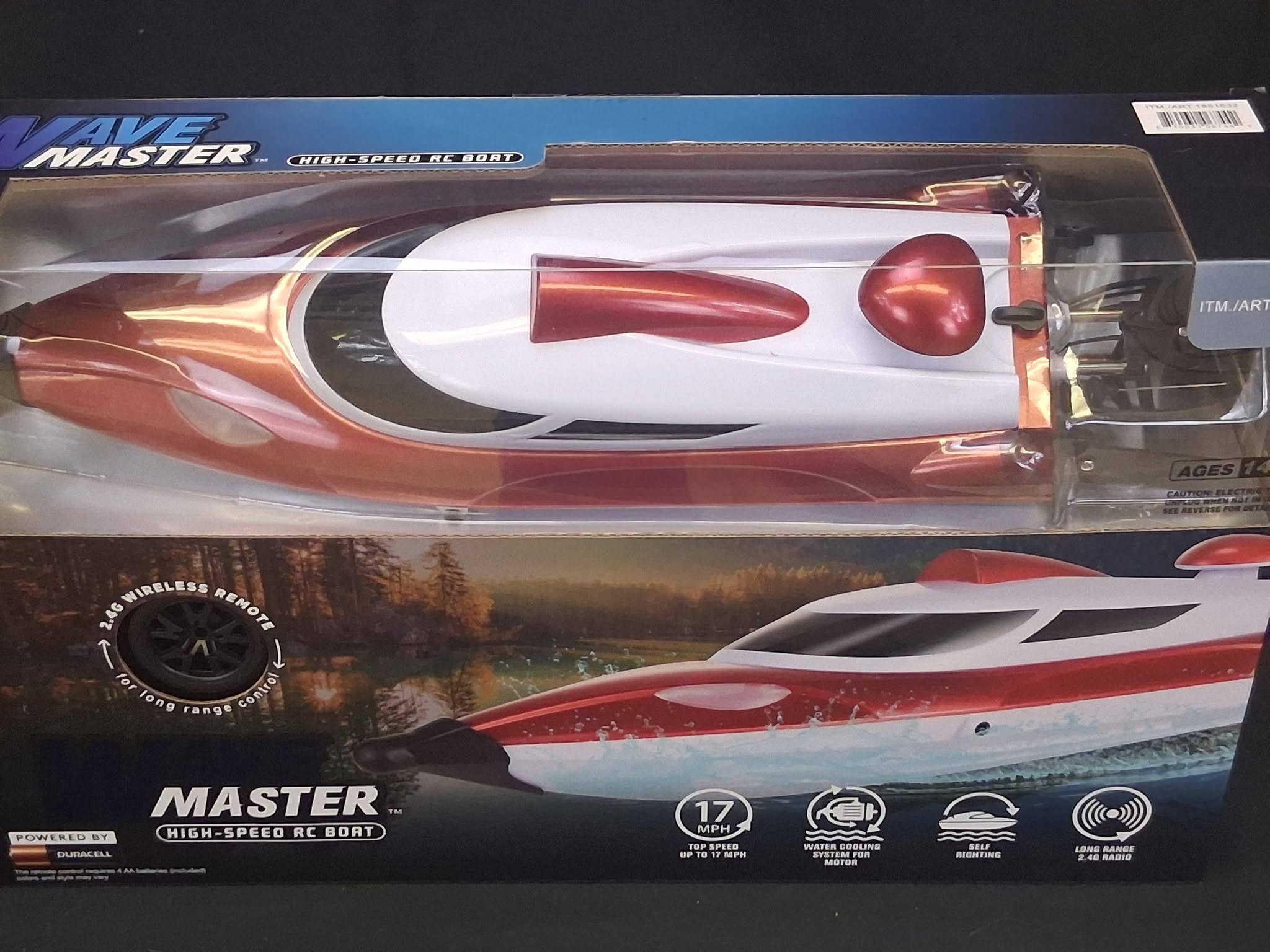 Wave Master High‑Speed RC Boat 17MPH 2.4G Self‑Righting Water‑Cooled Open Box