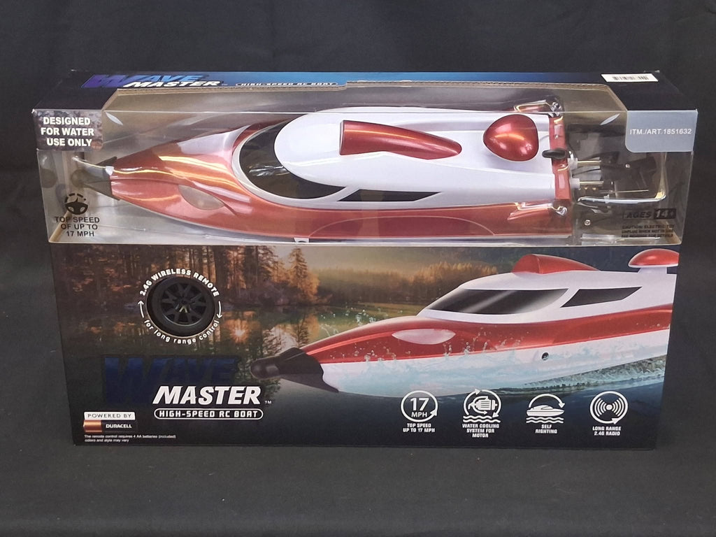 Wave Master High‑Speed RC Boat 17MPH 2.4G Self‑Righting Water‑Cooled Open Box