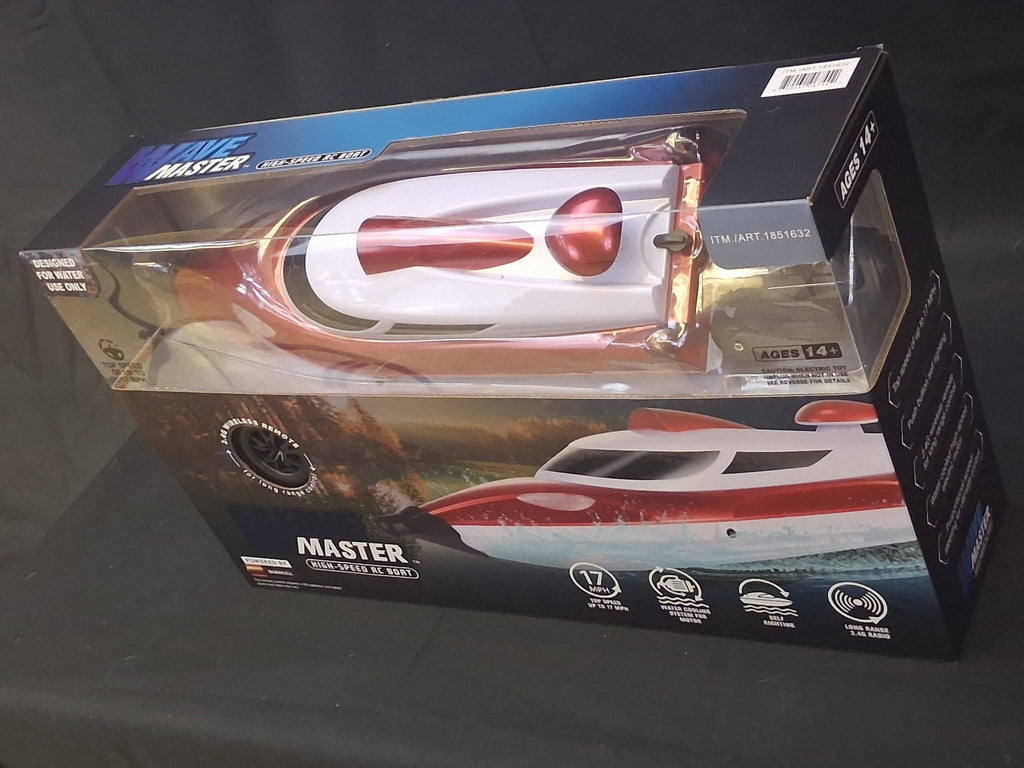 Wave Master High‑Speed RC Boat 17MPH 2.4G Self‑Righting Water‑Cooled Open Box