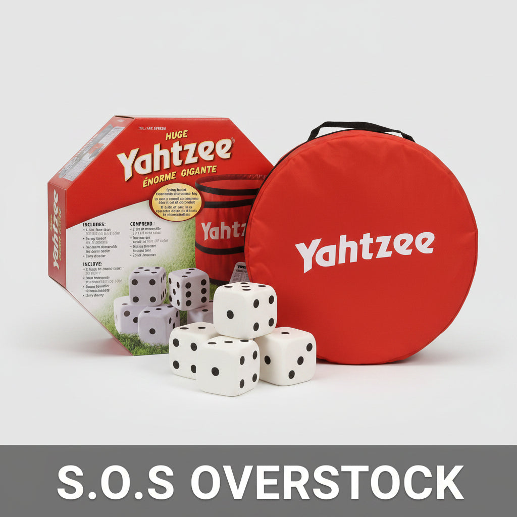 Huge Yahtzee Giant Outdoor Dice Game Set – Foam Dice, Bucket, Scoreboard, Carry Bag