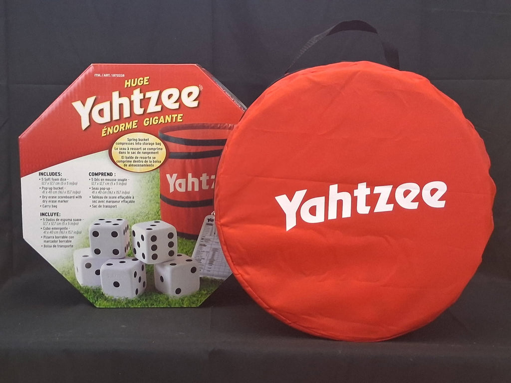 Huge Yahtzee Giant Outdoor Dice Game Set – Foam Dice, Bucket, Scoreboard, Carry Bag