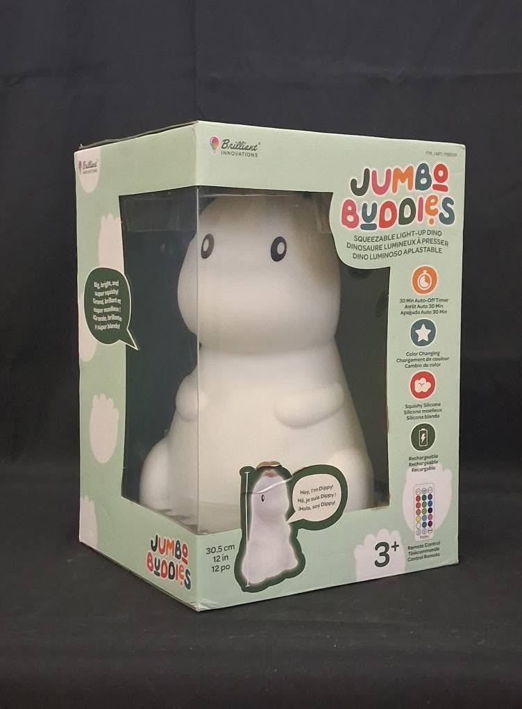 Dippy the Light-Up Dino — Jumbo 12" Squishy Silicone Color-Changing Buddy