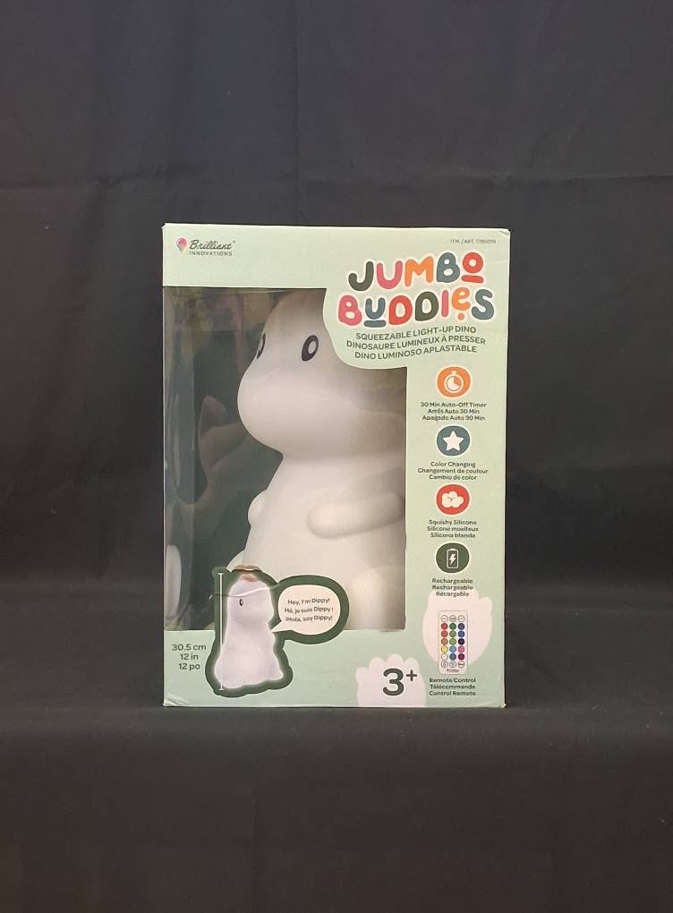Dippy the Light-Up Dino — Jumbo 12" Squishy Silicone Color-Changing Buddy