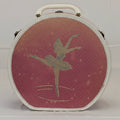 Vintage 1950s Ballerina Round Hatbox Case – Pink Star-Lined Child's Doll Suitcase