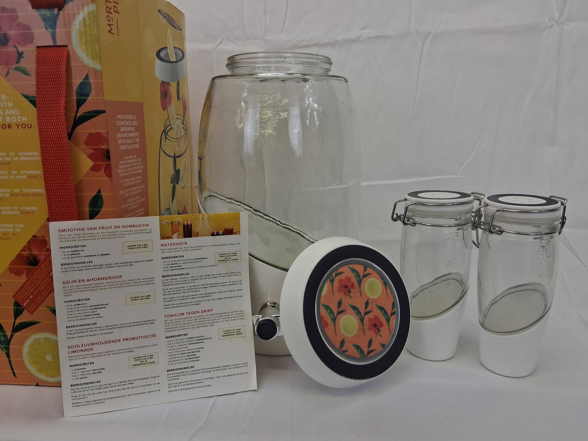 Mortier Pilon Kombucha Brewing Kit – 5L Glass Jar w/ Spigot + Jars + Instructions