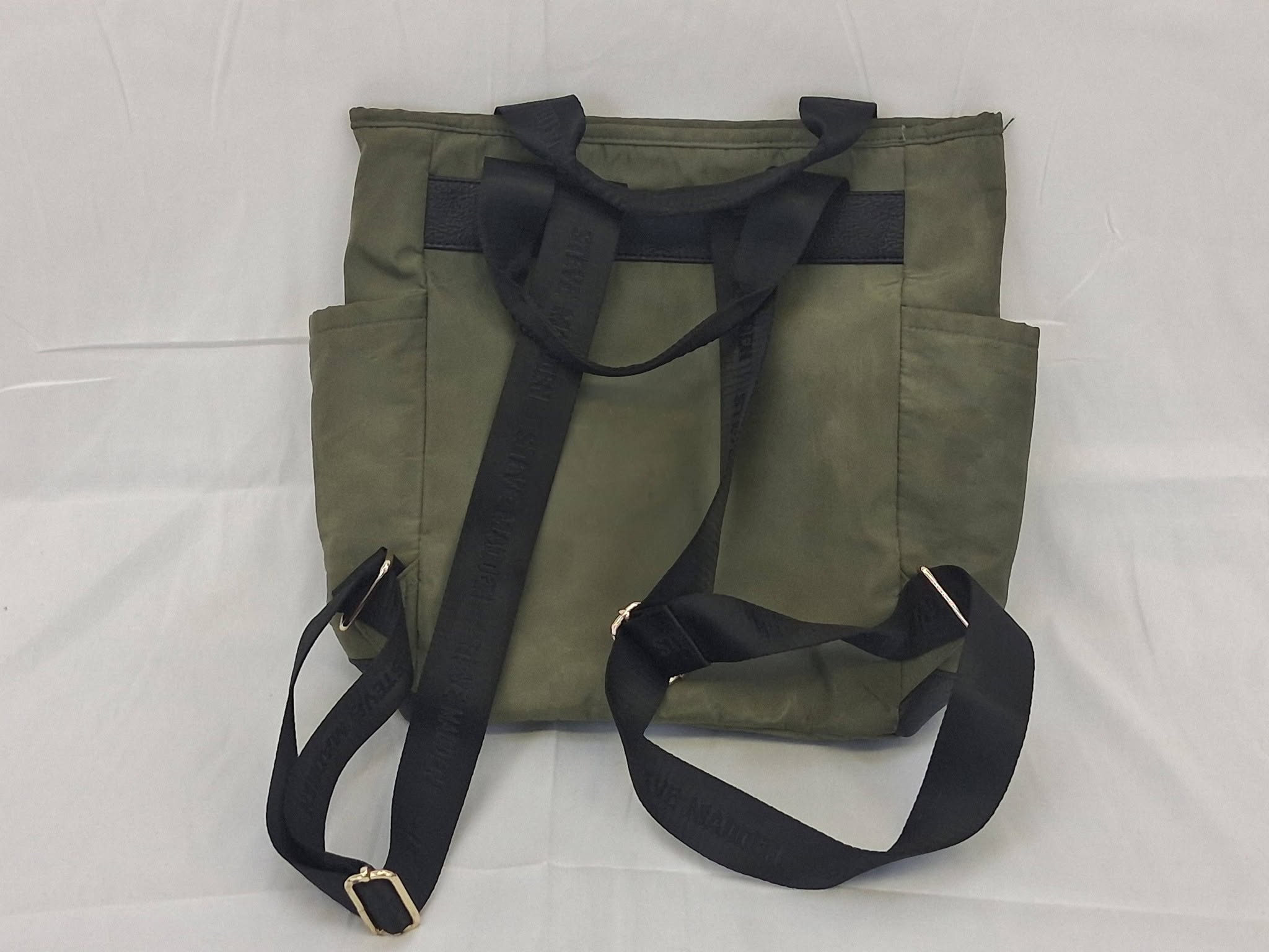 Steve Madden BTOUT Tote Bag – Olive Green / Black Trim / Gold Hardware