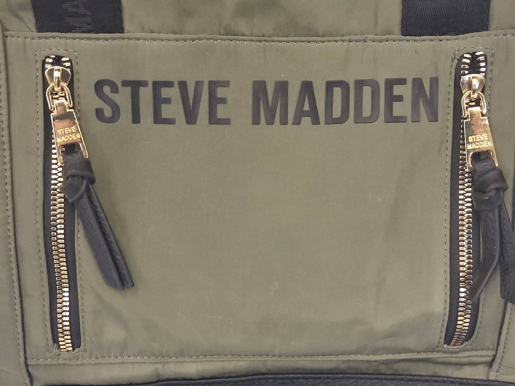Steve Madden BTOUT Tote Bag – Olive Green / Black Trim / Gold Hardware