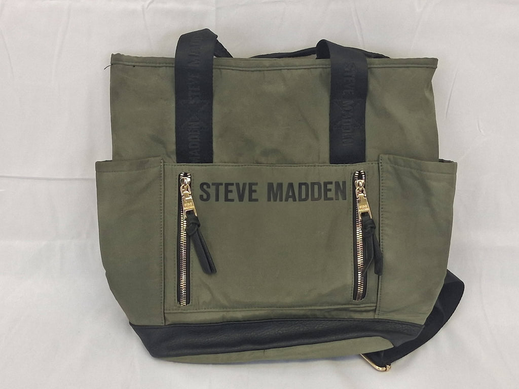 Steve Madden BTOUT Tote Bag – Olive Green / Black Trim / Gold Hardware