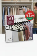Non-Slip Velvet Clothes Hangers, Black, 50-Pack