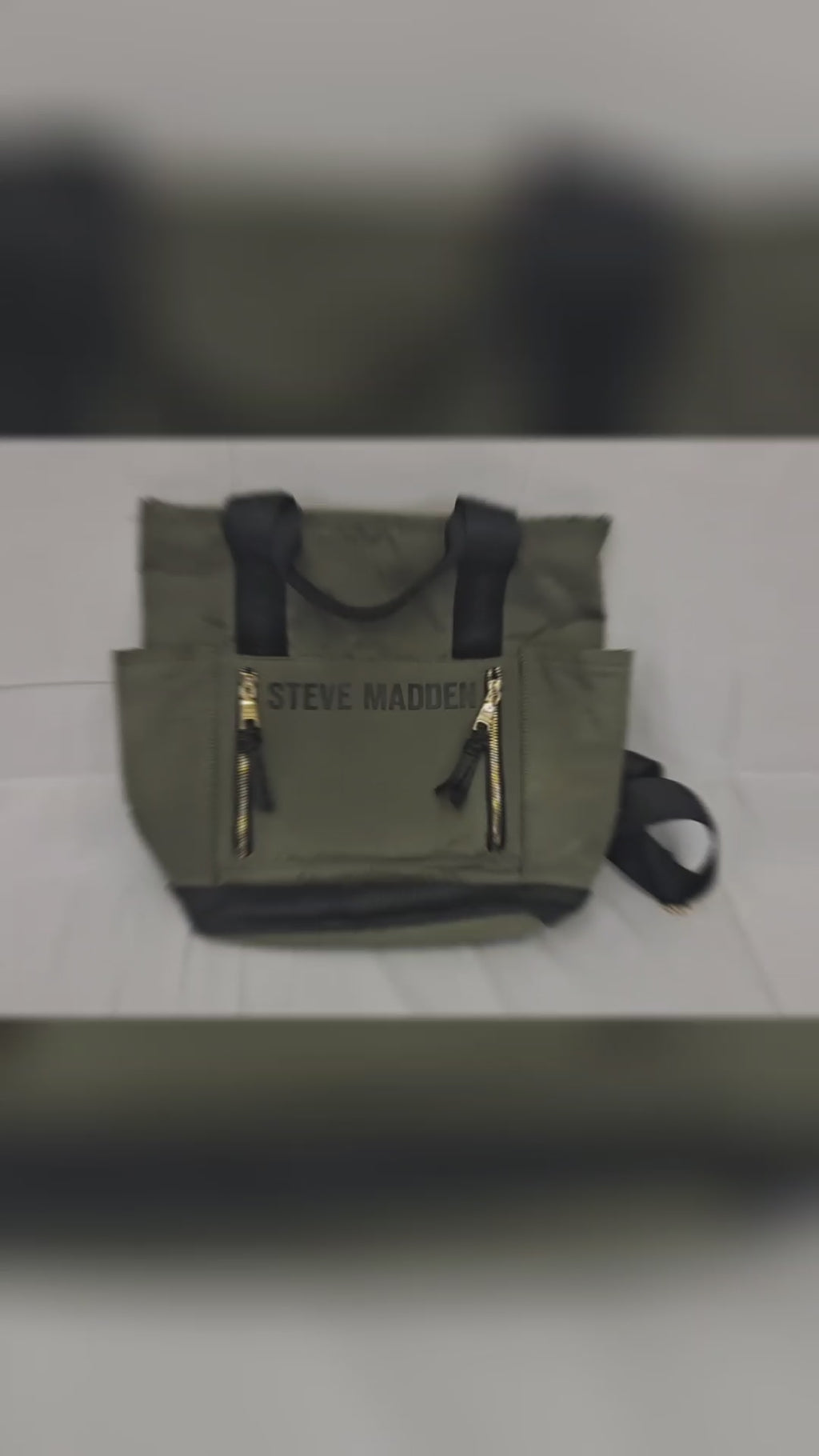 Steve Madden BTOUT Tote Bag – Olive Green / Black Trim / Gold Hardware