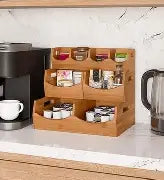 Seville Classics 4-Piece Acacia Wood Stacking Bin Set — Modular Home Storage Organizer